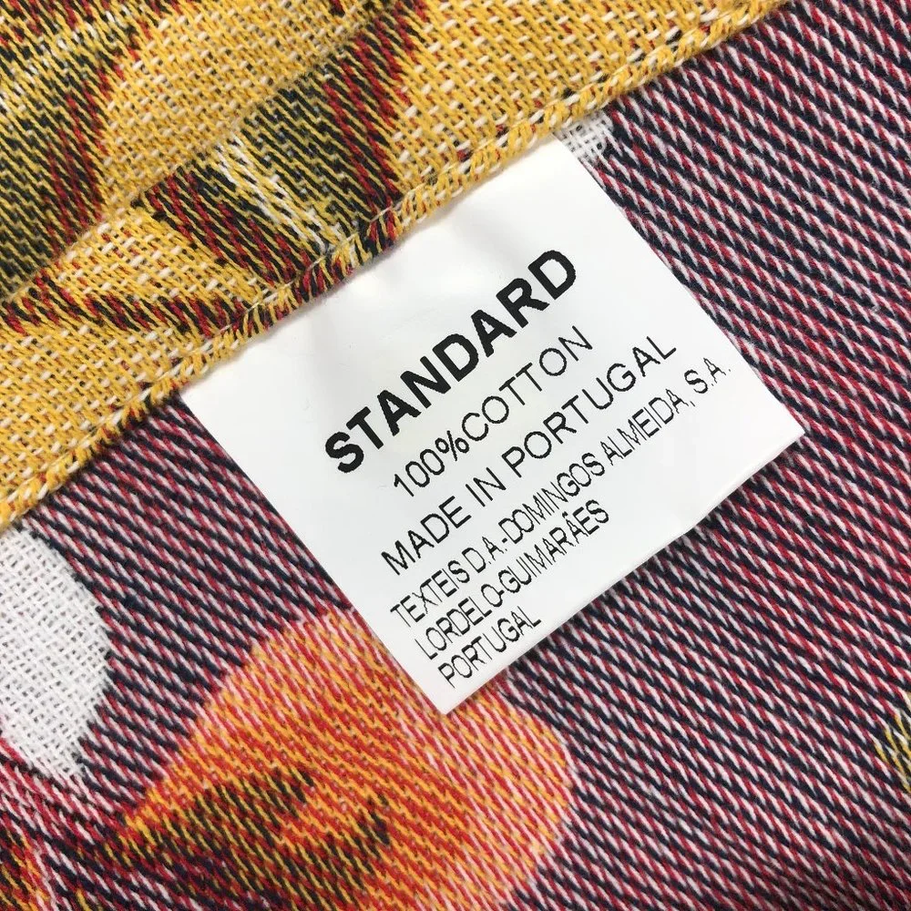 Standard Pillow Shams Domingos Almeida Set/2 NEW Gold Red Black Floral Cotton